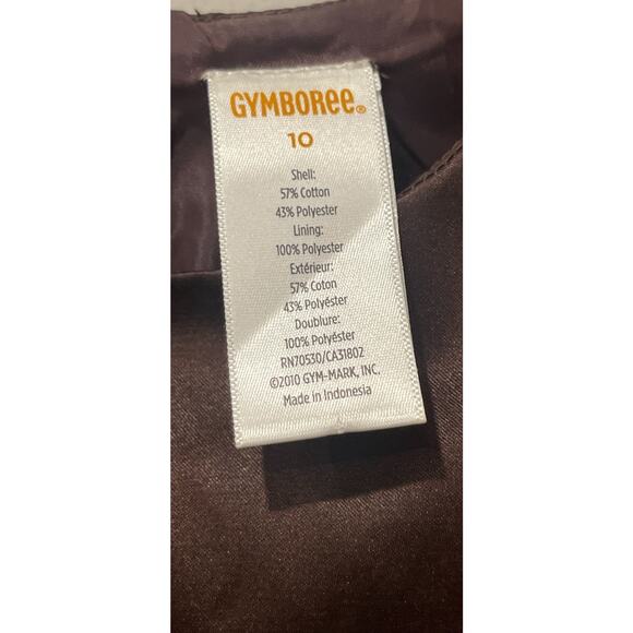 Gymboree Dress Girls Size 10 Brown Satin Puff Sleeve Red Sash Flower Holiday - Picture 8 of 9